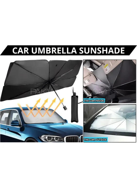 Universal Car Umbrella Windscreen Sunshade Foil Curtain 130 by 75 CM , For SUV , Sedan Cars . Image-1