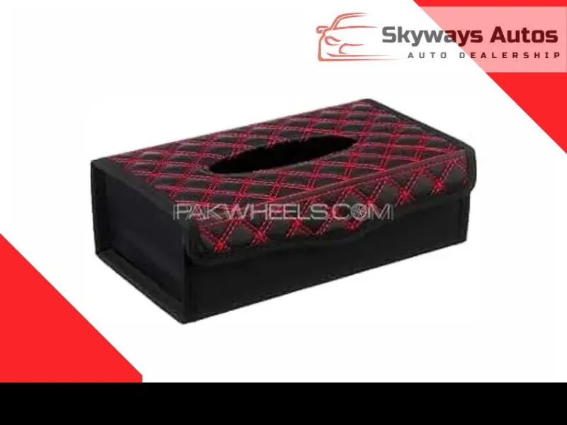 Classic Duo Tone Tissue Box Cover – Black & Red Image-1