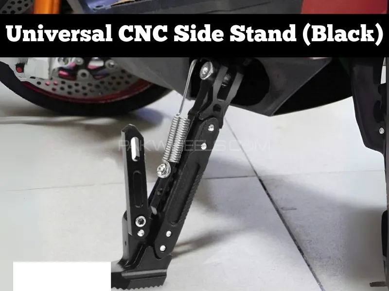 Premium Quality (Black) Motorcycle Adjustable Kickstand Foot Side Stand CNC Aluminum Alloy Motorbike Image-1