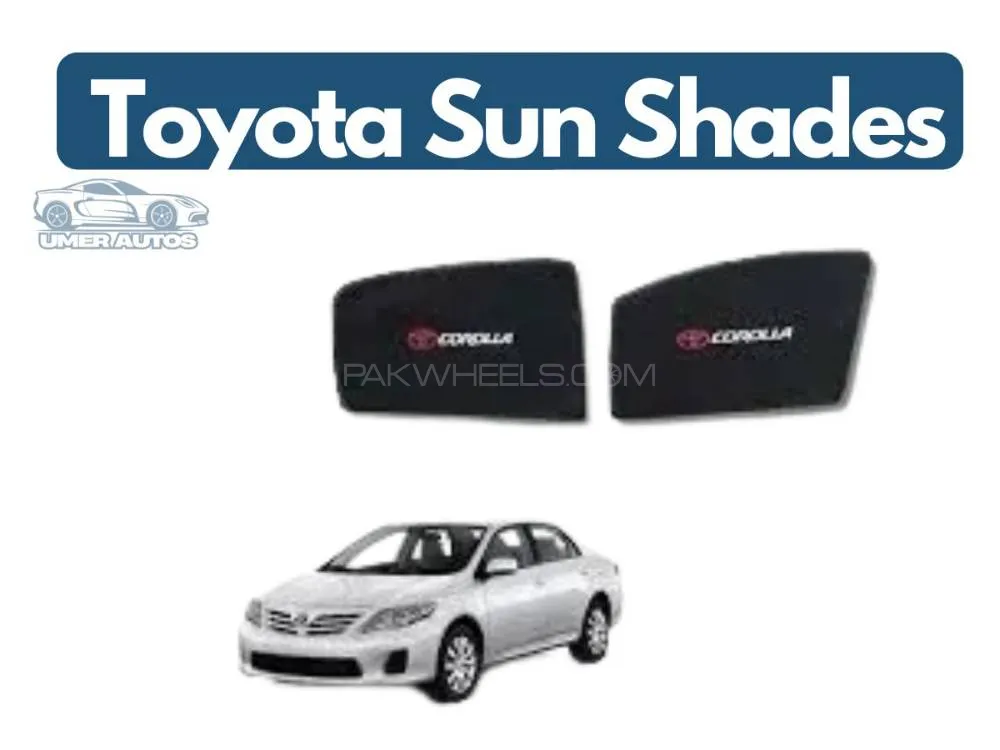 Fixed Side Window Shades with Logo – Black UV & Heat Protection for Toyota Corolla (2009–2012) Image-1