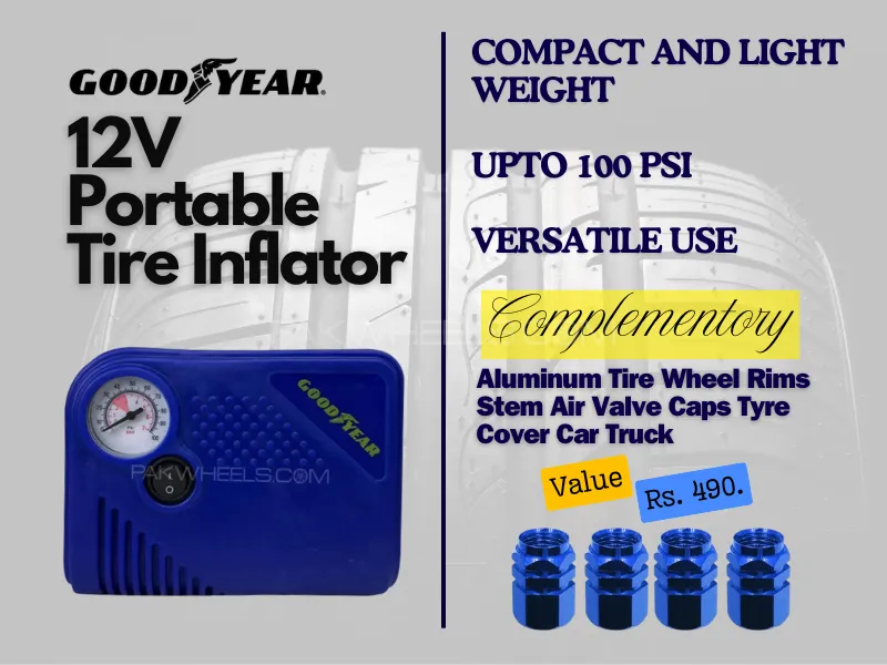 GOOD YEAR Air Compressor Pump Portable & Powerful Tire Inflator 12V DC with Digital Pressure Gauge,  Image-1