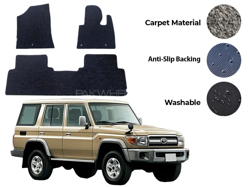 Toyota Prado FJ70 Genuine Fitting Carpet Floor Mat 3PCS - Model 1988-1995 Image-1
