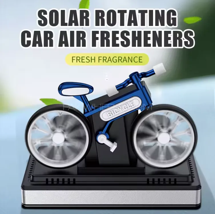 Solar Car Air freshener Rotating Wheel Bicycle Home Decoration Car Dashboard Gadget Bike Perfume Image-1