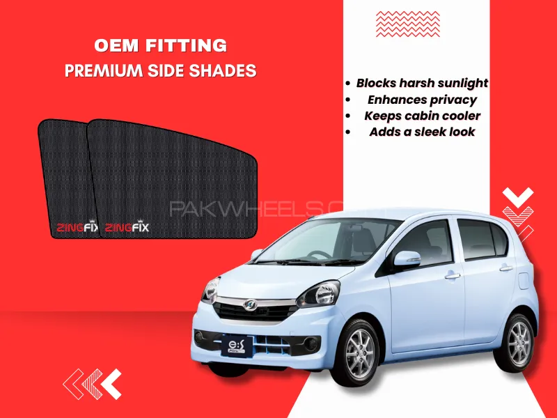 Zingfix Premium Mesh Foldable Side Window Shades for Daihatsu Mira (2012-2016) Image-1