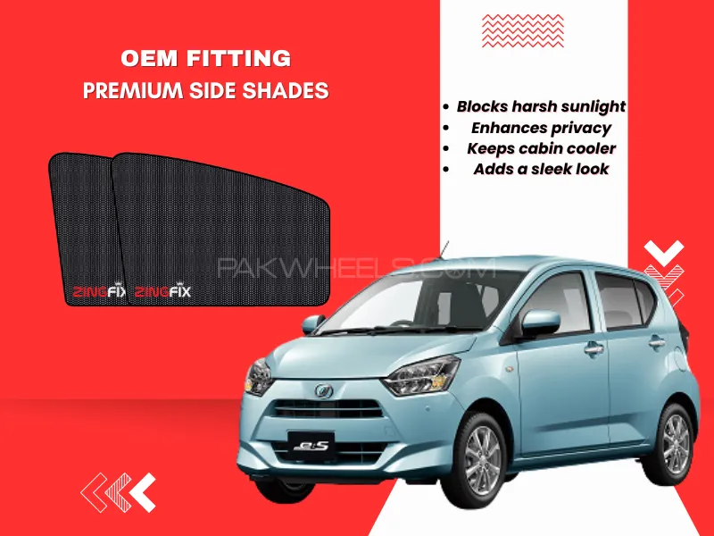 Zingfix Premium Mesh Foldable Side Window Shades for Daihatsu Mira (2017-2023) Image-1