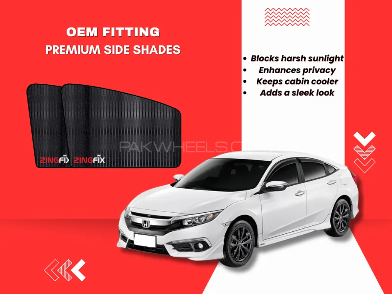 Zingfix Premium Mesh Foldable Side Window Shades for Honda Civic (2016-2021) Image-1