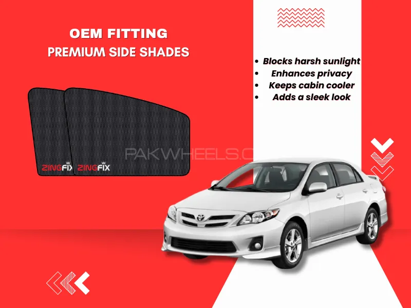 Zingfix Premium Mesh Foldable Side Window Shades for Toyota Corolla (2009-2014) Image-1