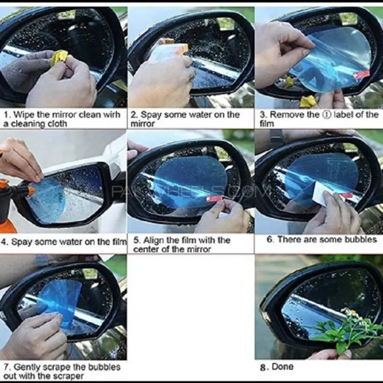 2 Pack Oval Car Rearview Mirror Protective Film Waterproof Rainproof Clear Protective Film Image-1