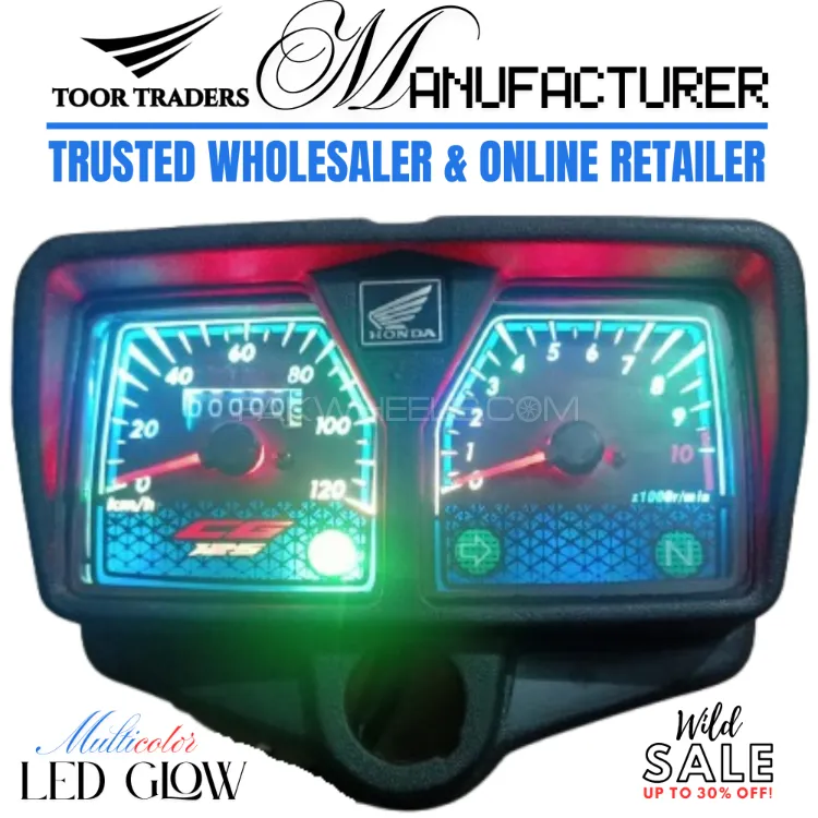Multicolor LED Glow Motorcycle Speedometer for Honda CG-125 Bike  Image-1