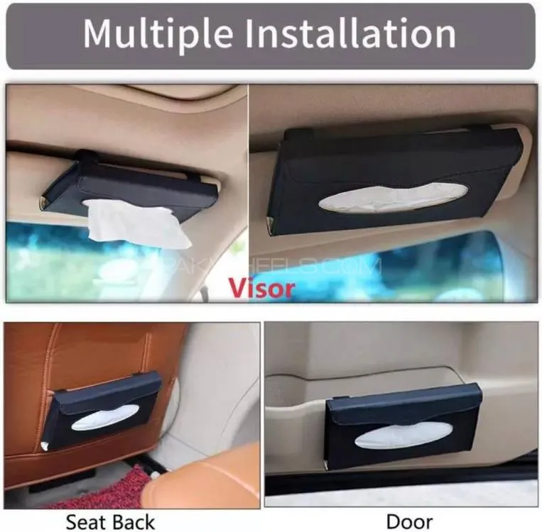 Car Tissue Box Visor Type PU Leather Car Tissue Box Napkin Holder Car Tissue Holder Car Seat Box Bla Image-1