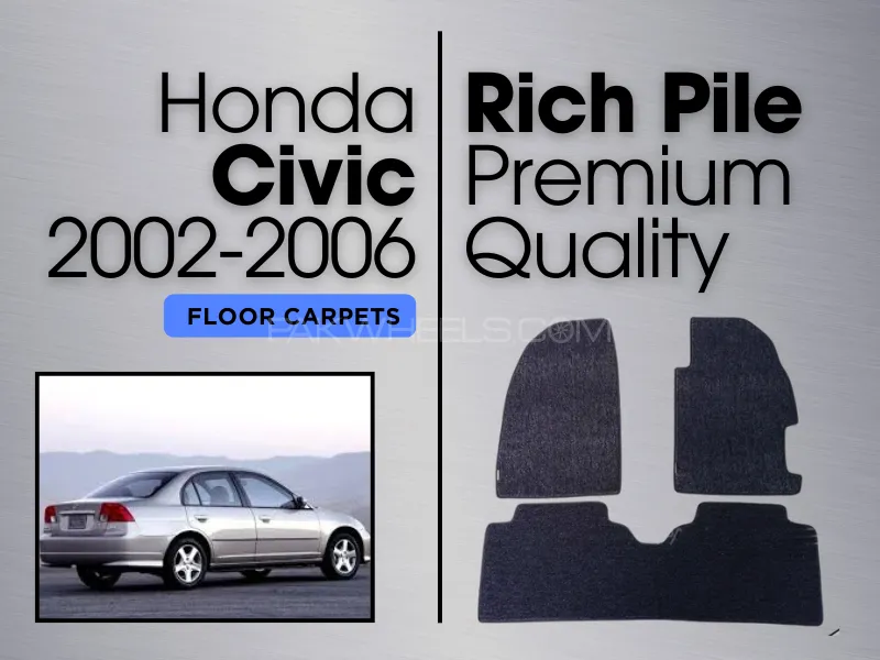 Premium Quality Honda Civic 2002-2006 Carpet Floor Mats | Perfect Fit Rich Pile carpet for Honda Civ Image-1