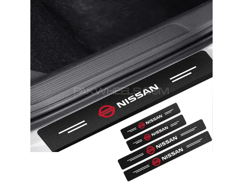 4Pcs NISSAN Car Door Carbon Fiber Anti Stepping Protection Stickers  Image-1