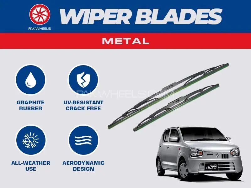 PakWheels Metal Wiper Blades For Suzuki Alto 2019 - 2025 Image-1