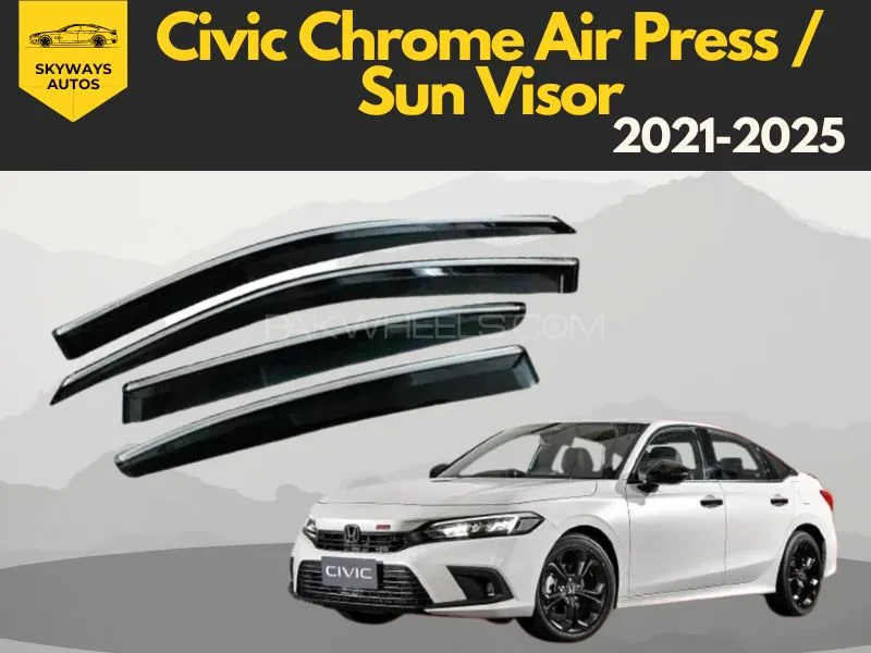 Honda Civic Model 2021-2025 Chrome Air Press / Sun Visor -  Premium Quality Image-1