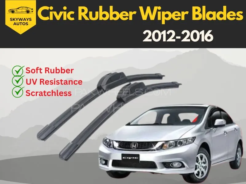 Soft Rubber Wiper Blades for Honda Civic  Model 2012-2016 | Premium Quality Image-1