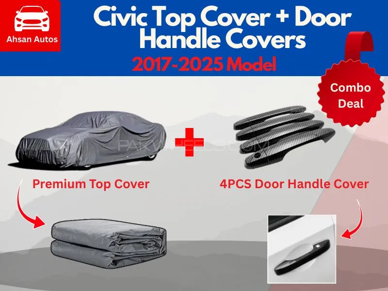 Combo Deal: Premium Top Cover + 4PCS Carbon Fiber Door Handle Covers for Honda Civic 2017–2025 Image-1