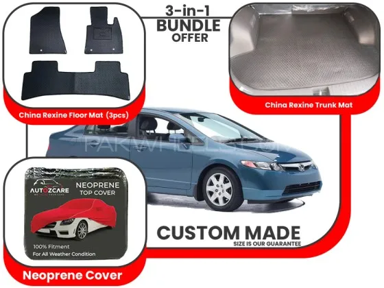 Honda Civic China Rexine Floor Mat, China Rexine Trunk mat and Neoprene Cover - Model 2002-2005 Image-1