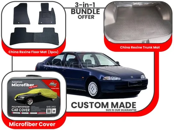Honda Civic China rexine Floor Mat, Trunk mat and Microfiber Cover - Model 1992-1995 Image-1