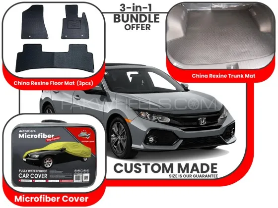 Honda Civic China rexine Floor Mat, Trunk mat and Microfiber Cover - Model 2017-2021 Image-1