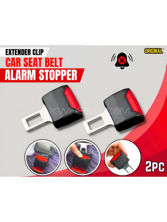 2 pcs Car Seat Belt Alarm Stopper Clip Extender - Universal Safety Buckle & Secure Drive. Image-1