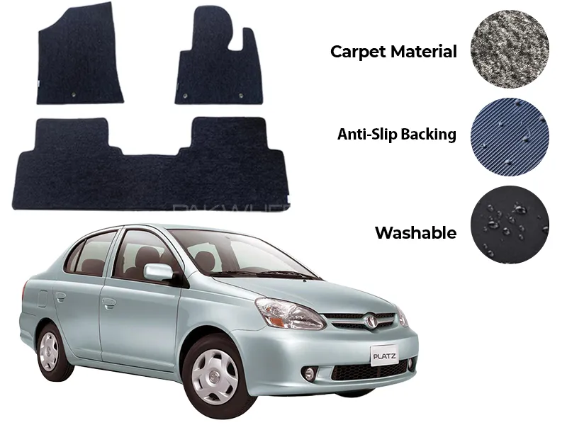 Toyota Platz Genuine Fitting Carpet Floor Mat 3PCS - Model 1999-2005 Image-1