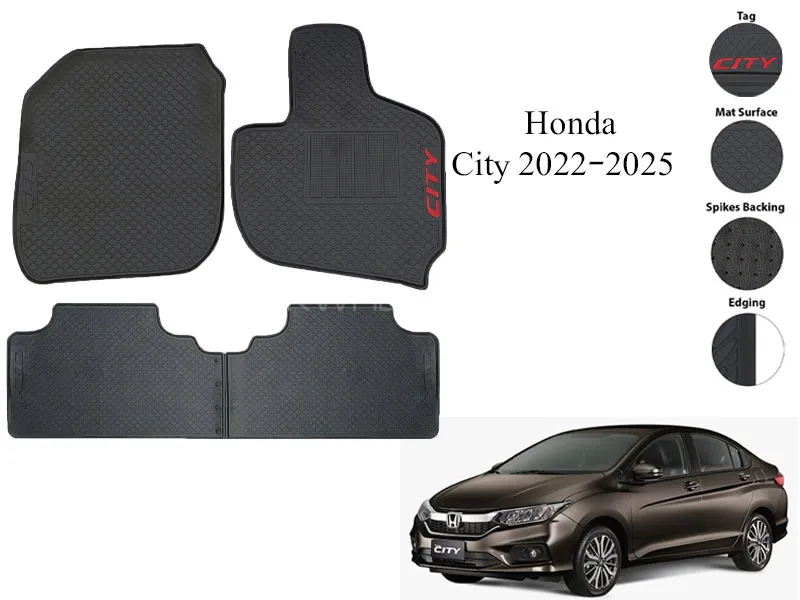 Premium Honda City 2022-2025 Rubber Full Fitting Car Latex Mat – All-Weather Interior Protection Image-1
