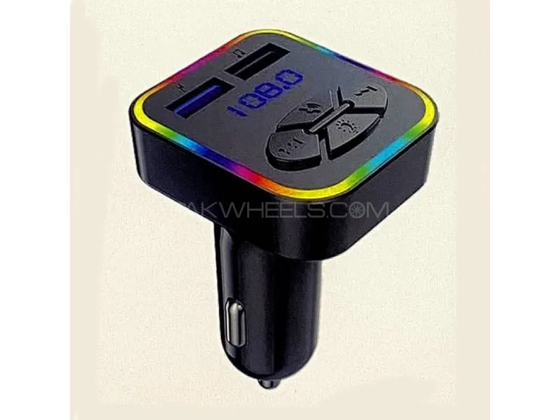 M2 Wireless Car FM Transmitter Kit with LED Light – Bluetooth Hands-Free, Dual USB Charger, Bass Boo Image-1