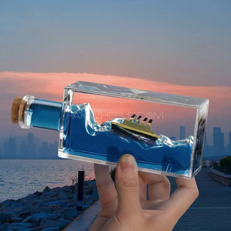 New Cruise Ship Fluid Drift Bottle With Unsinkable Boat in a Box For Cars, Home And Office (Bottle S Image-1
