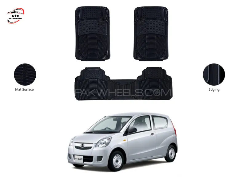3PCS PVC Rubber Car Floor Mat Set – For Daihatsu Mira 2007-2011 Image-1
