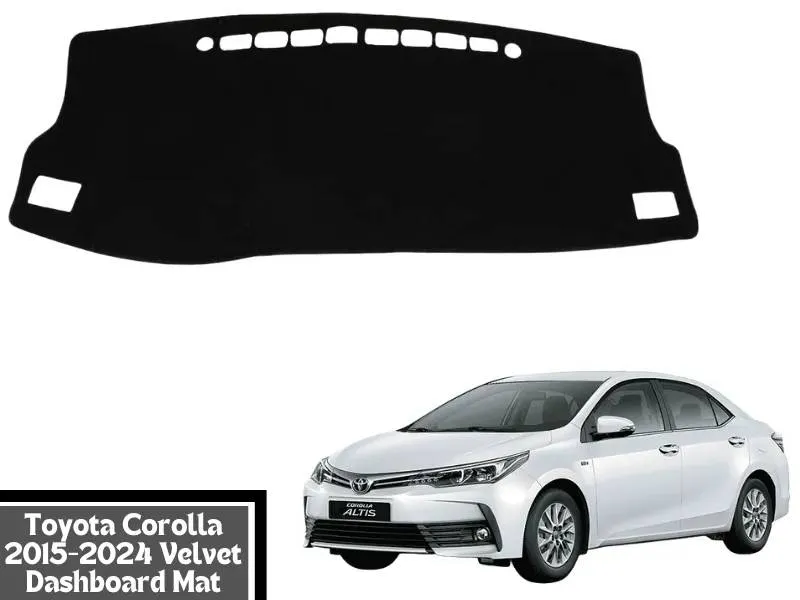 Toyota Corolla 2015–2024 Velvet Dashboard Mat – Custom Fit, Anti-Slip, UV & Heat Protection Image-1
