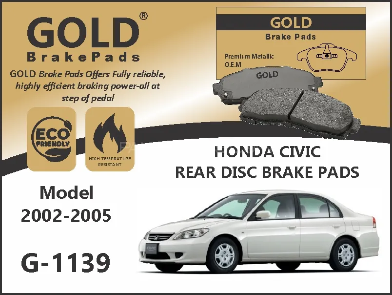 Honda Civic Rear Premium DIsc Brake Pads G-1139 Image-1