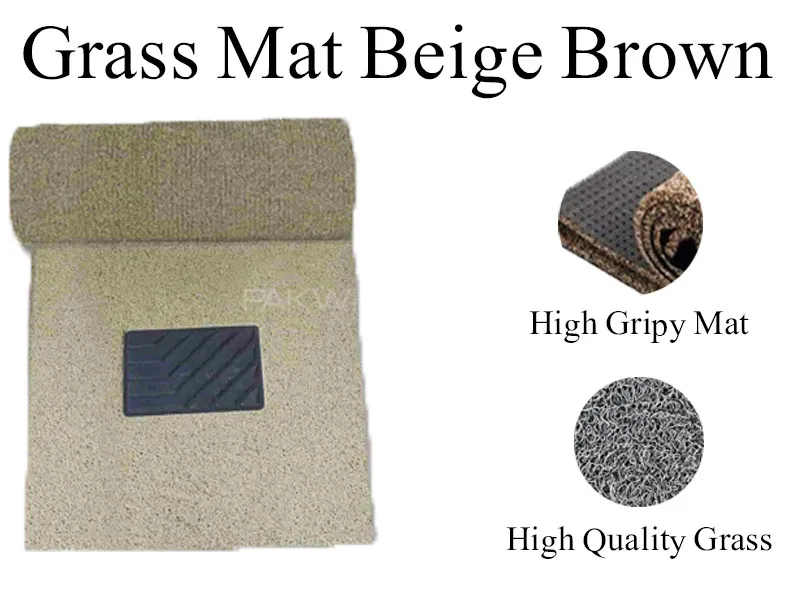 Universal Fur Grass Floor Mat Roll Adjustable Customisable Beige - with Brown Floor Mats | Car Mats  Image-1