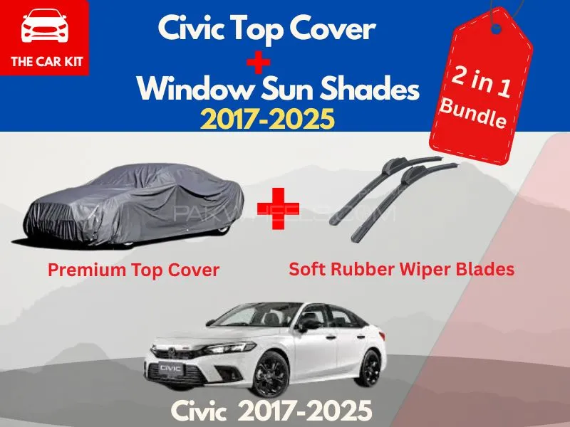  Honda Civic 2017-2025 | WeatherGuard  Bundle - 2-in-1 | Premium Top Cover, Soft Rubber Wiper Blades Image-1