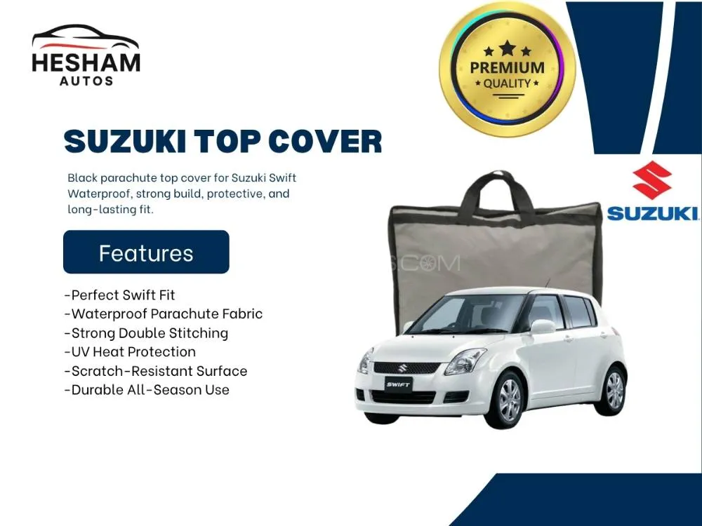 Suzuki Old Swift Top Cover | Black Parachute | Waterproof | Scratch & Heat Resistant Image-1