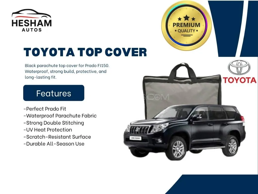 Toyota Land Cruiser Prado FJ150 Top Cover | Black Parachute | Waterproof & Heatproof Image-1