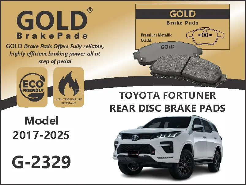 Toyota Fortuner Rear Premium Disc brake Pads G-2329 Image-1