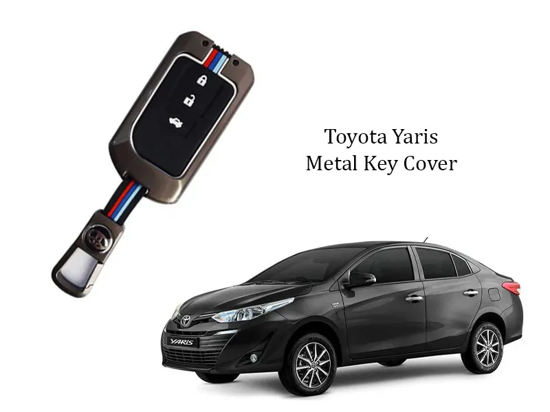 Toyota Yaris (Keyless) Premium Metal Car Key Cover Luxury Zinc Alloy Car Key Case Image-1