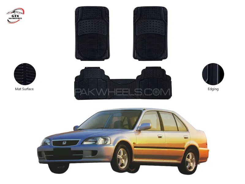 3PCS PVC Rubber Car Floor Mat Set – For Honda City 1997-2000 Image-1