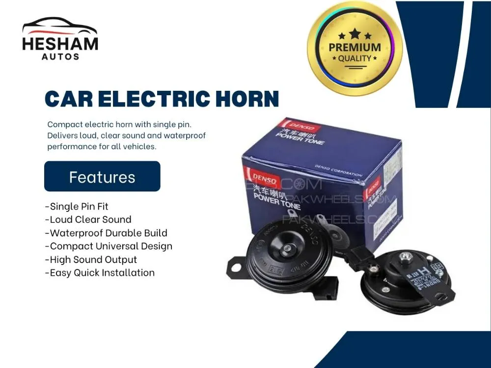 Car Electric Horn – Compact Design | Single Pin | Waterproof | Loud & Clear Sound Quality Image-1