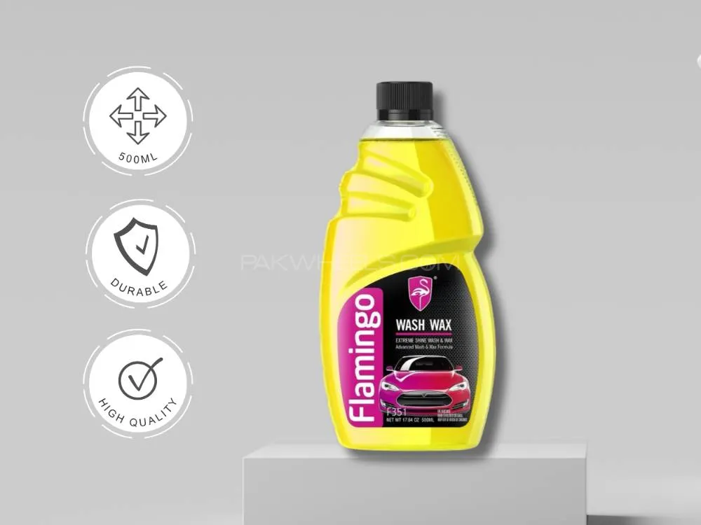 Flamingo Wash & Wax 500ml – 2-in-1 Car Shampoo & Shine Booster Image-1