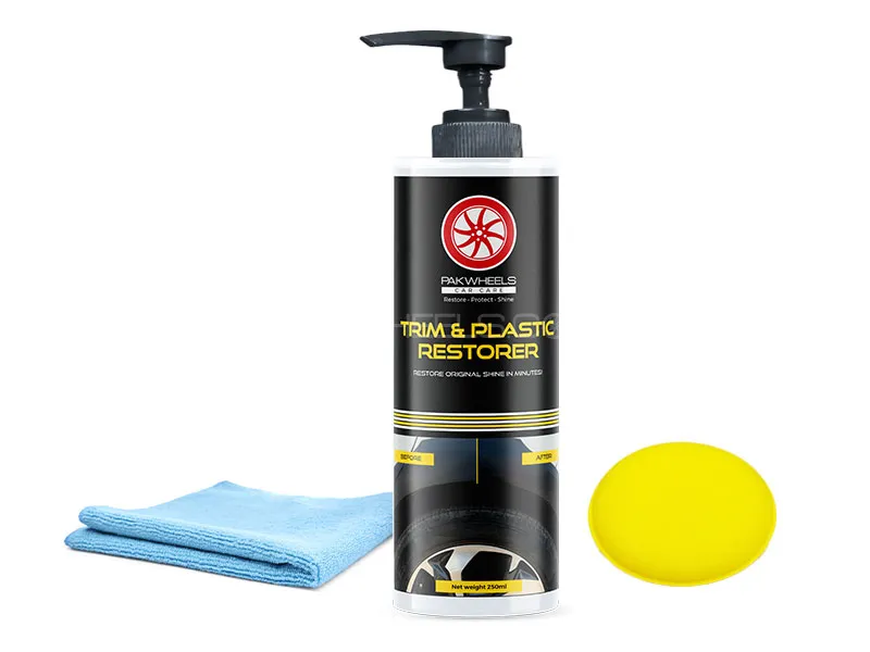 PakWheels Car Care – Trim & Plastic Restorer (250ML) | With Free Applicator Pad and Microfiber Towel Image-1