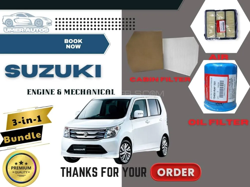 Suzuki Wagon R Stingray 2017–2020 | Maintenance Filter Pack – 3-in-1 | Cabin, Air & Oil Filters Image-1