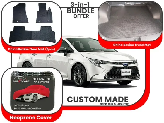Toyota Corolla2018-2025|Premium Bundle – 3-in-1|China Rexin Floor Mat, Trunk Mat, NeopreneCover Image-1