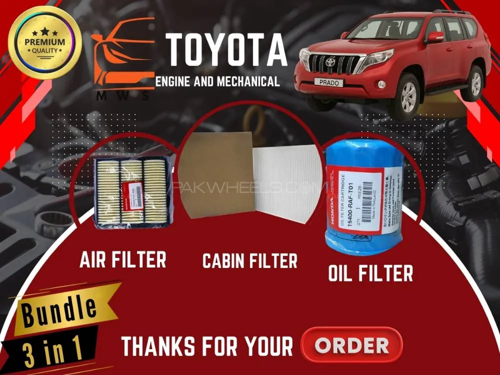 Toyota Prado 2009–2023 | Maintenance Filter Pack – 3-in-1 | Cabin, Air & Oil Filters Image-1
