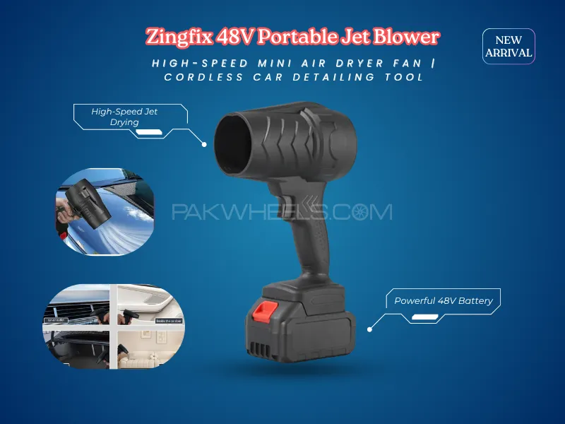 Zingfix 48V Portable Jet Blower – High-Speed Mini Air Dryer Fan | Cordless Car Detailing Tool Image-1