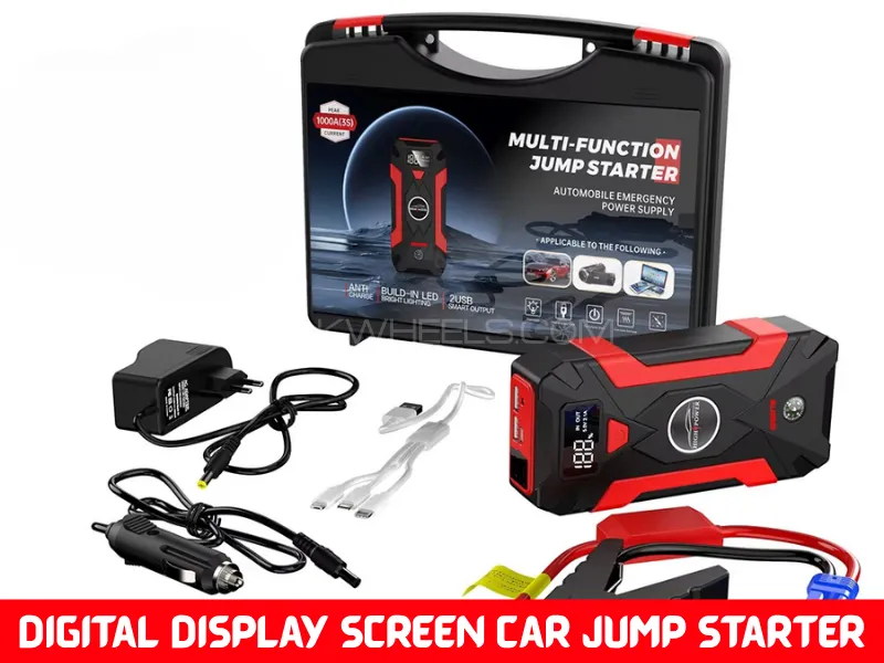 Digital Display Screen Car Jump Starter Power Bank | Compatible Vehicle Uptill 1800CC Image-1