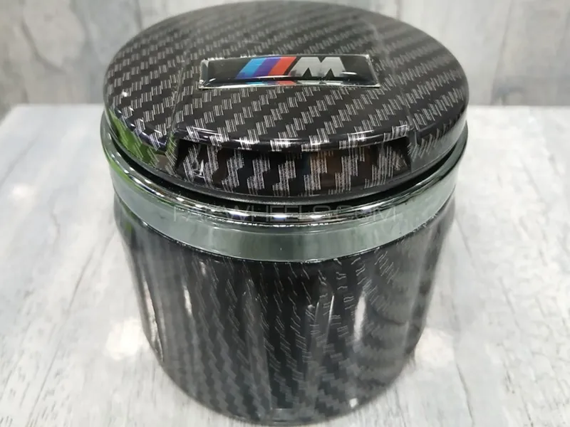 Full Carbon Fiber Car Ashtray with Automatic LED Light  Image-1