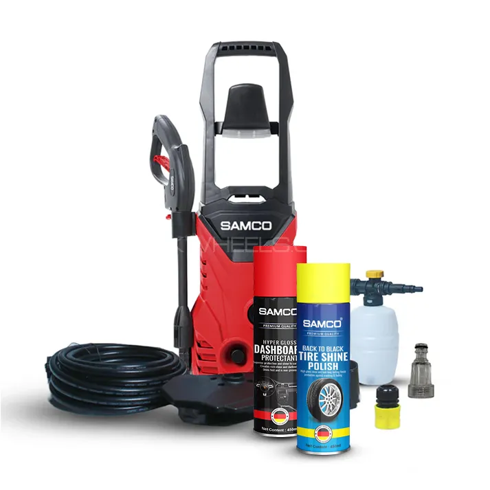 Samco High Pressure Washer 1600 Watts (130 Bar) with Tire Shine + Dashboard Protectant Image-1