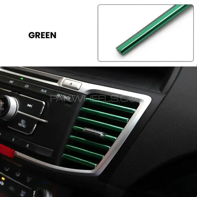10Pcs Universal Car Air Conditioner Decorative U Shape Moulding Strips Green Image-1