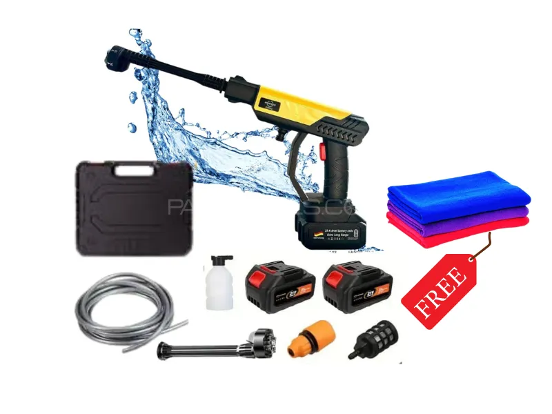 Imported Cordless Pressure Washer- 6 in 1 Adjustable Nozzle-Dual Battery 198V-  FREE 2pc MICROFIBER  Image-1